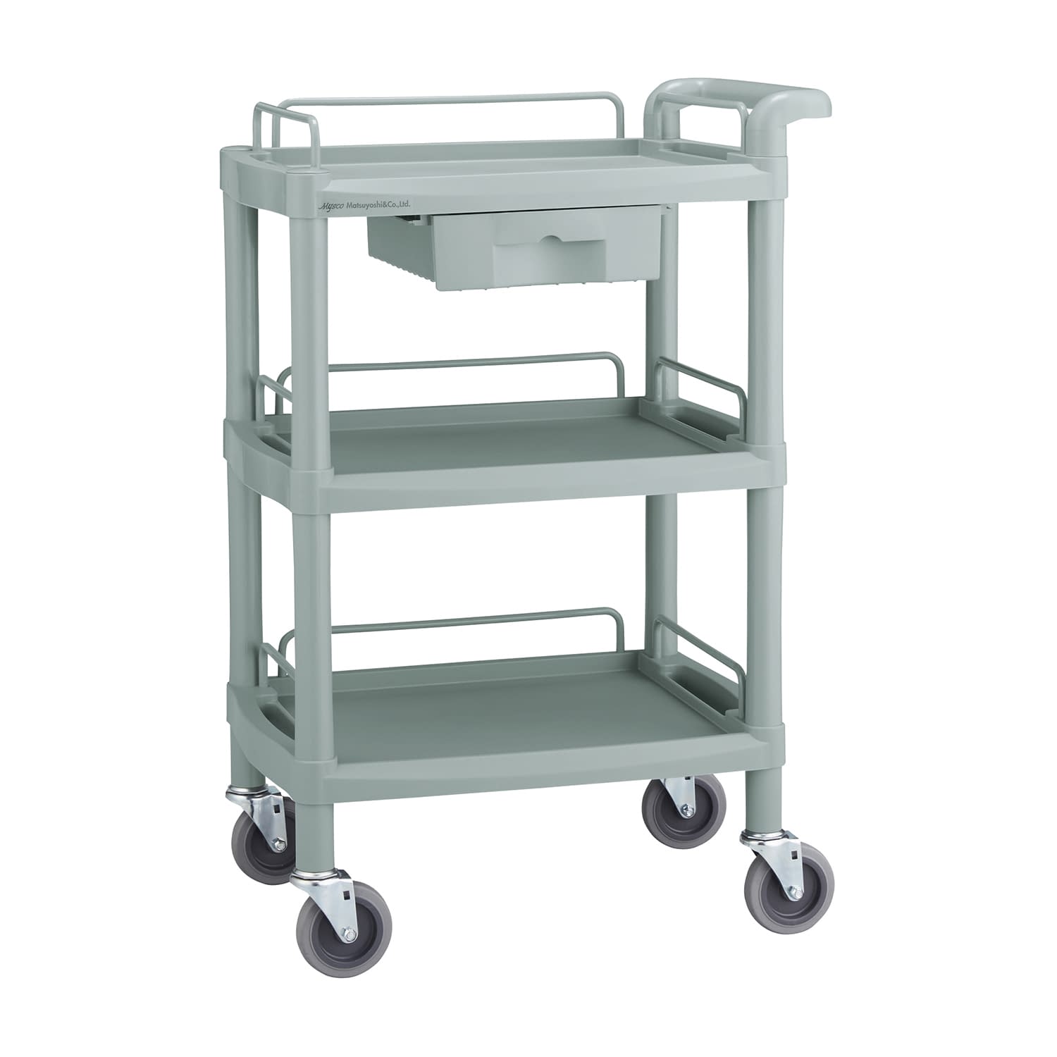 クラシックカート(押手付)三段引出付 カート(樹脂製) 24-5071-00 Matsuyoshi Y-101HHL(グレー)