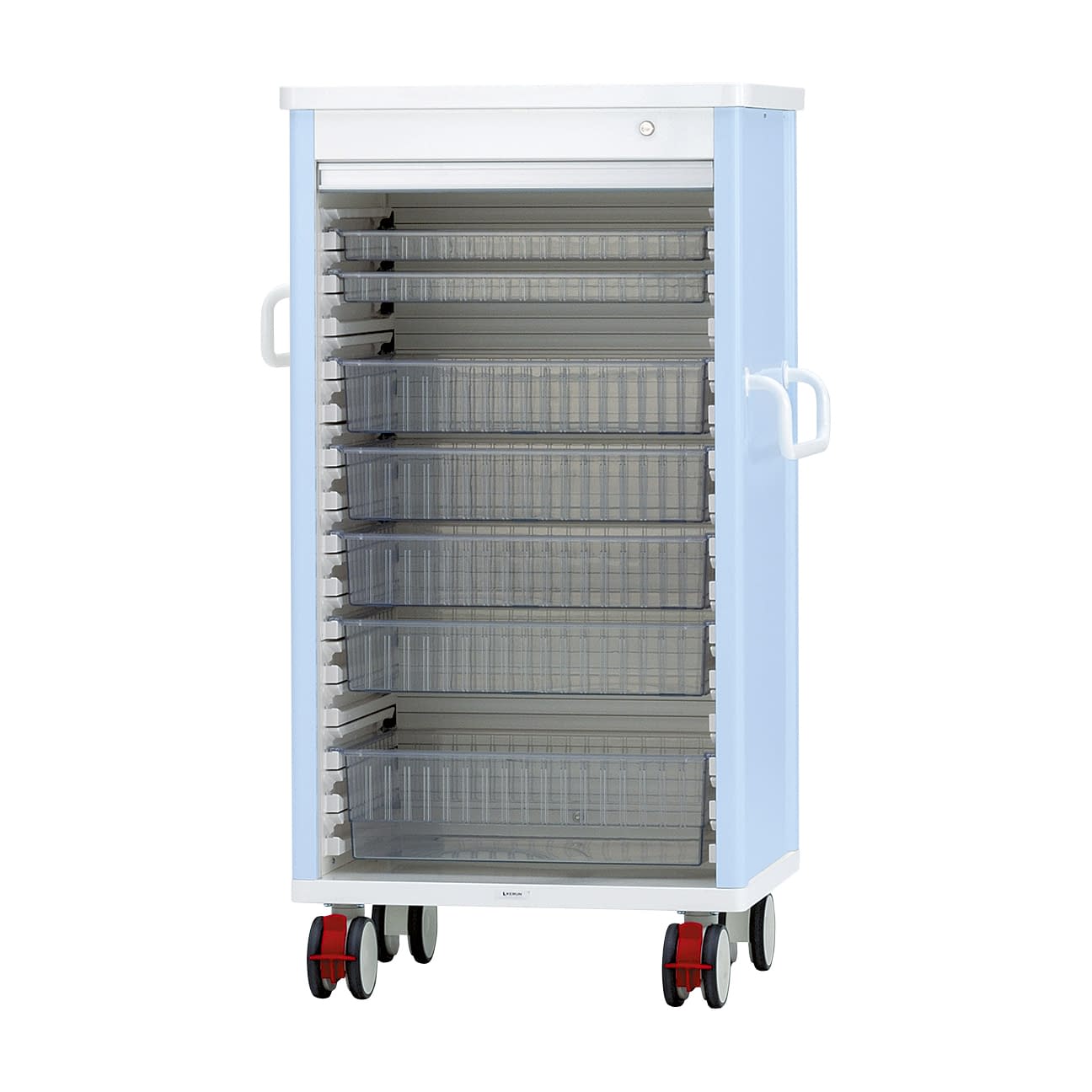 テイスウカート(シャッター)シングル キャビネット 24-5300-0001 透明 ケルン KK-220-01SET(ライトブルー