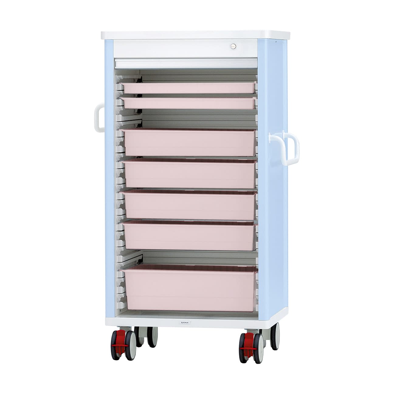 テイスウカート(シャッター)シングル キャビネット 24-5300-0002 ピンク ケルン KK-220-01SET(ライトブルー