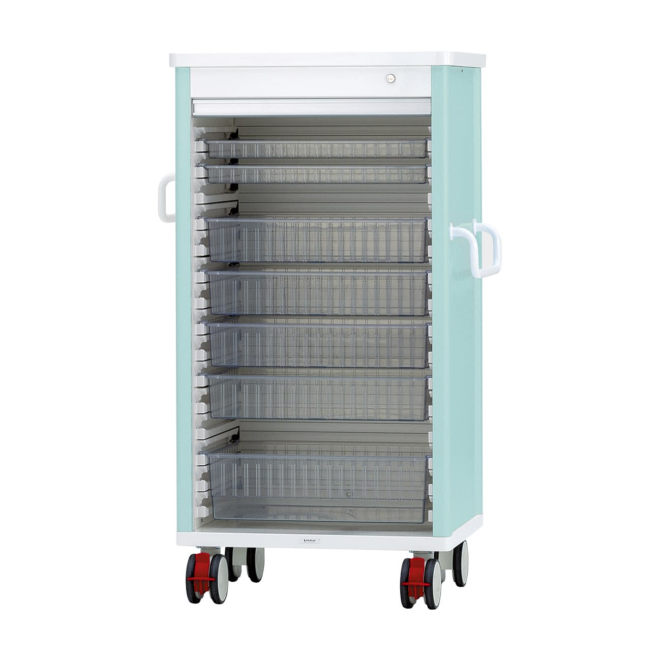 テイスウカート(シャッター)シングル キャビネット 24-5300-0101 透明 ケルン KK-220-02SET(ライトグリン