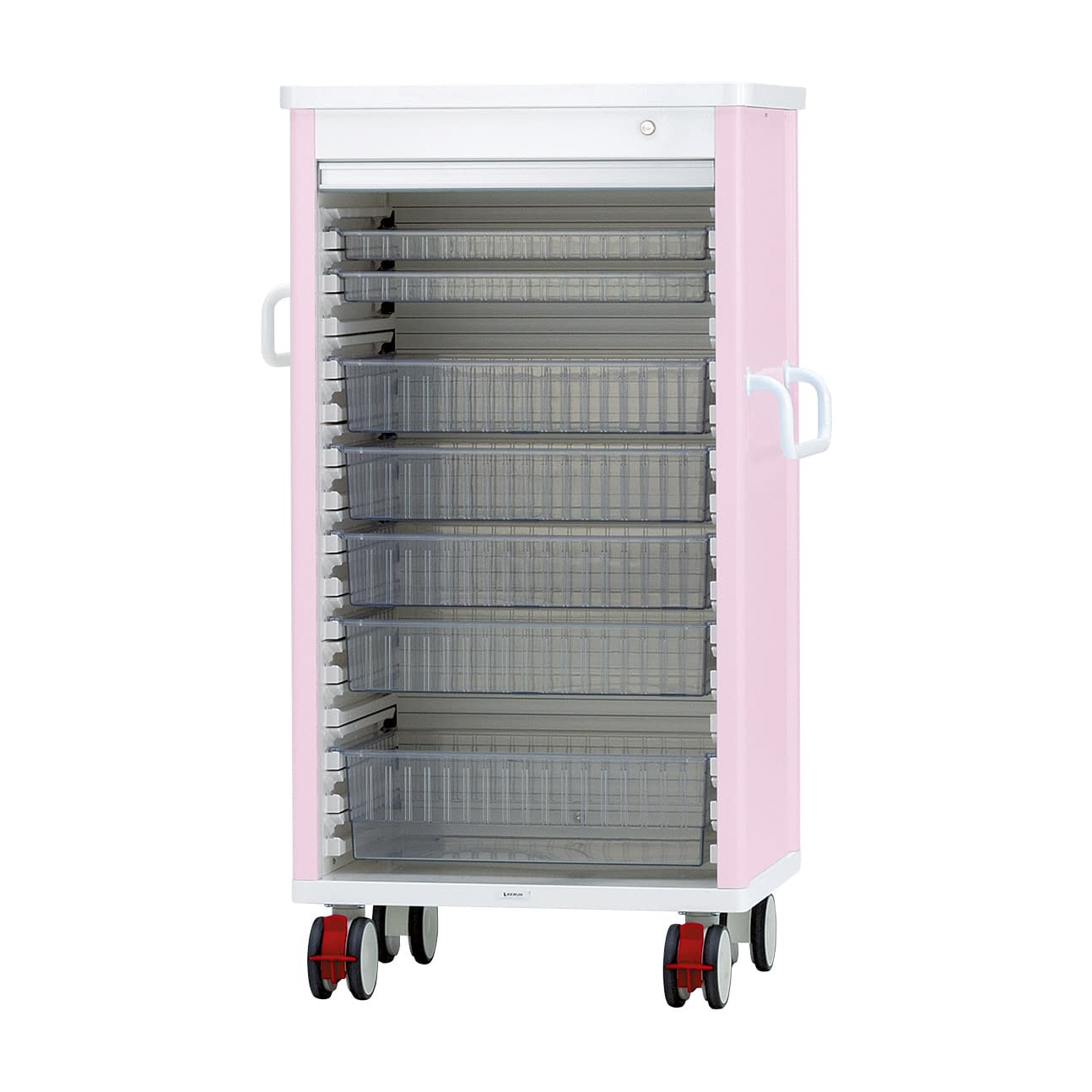 テイスウカート(シャッター)シングル キャビネット 24-5300-0201 透明 ケルン KK-220-03SET(ピンク)