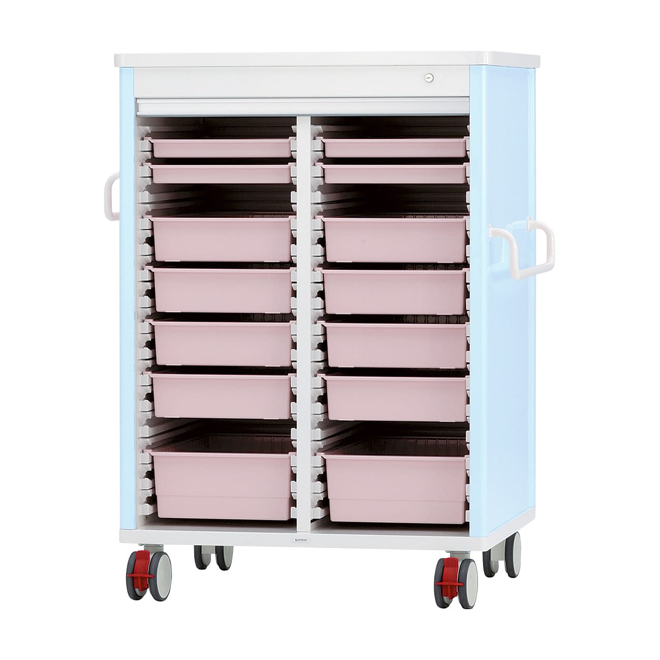 テイスウカート(シャッター)ダブル キャビネット 24-5301-0002 ピンク ケルン KK-221-01SET(ライトブルー