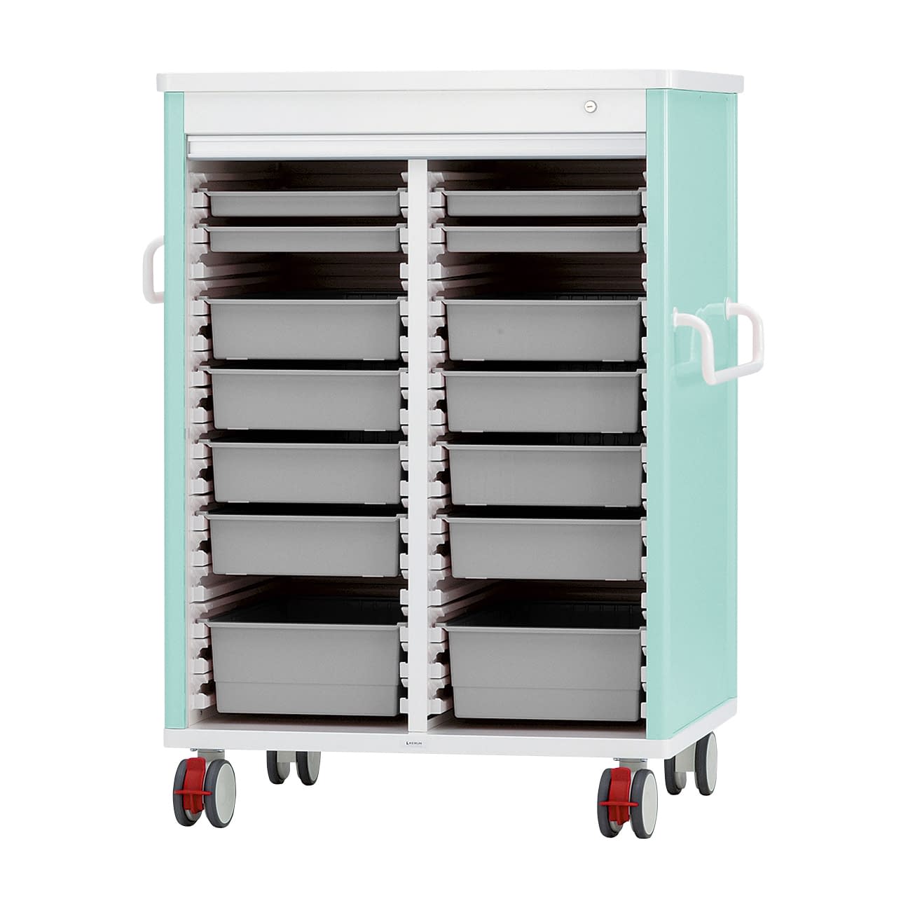 テイスウカート(シャッター)ダブル キャビネット 24-5301-0101 透明 ケルン KK-221-02SET(ライトグリン