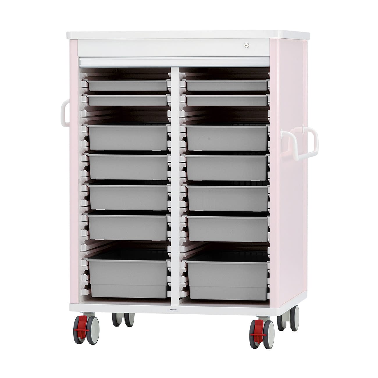 テイスウカート(シャッター)ダブル キャビネット 24-5301-0201 透明 ケルン KK-221-03SET(ピンク)