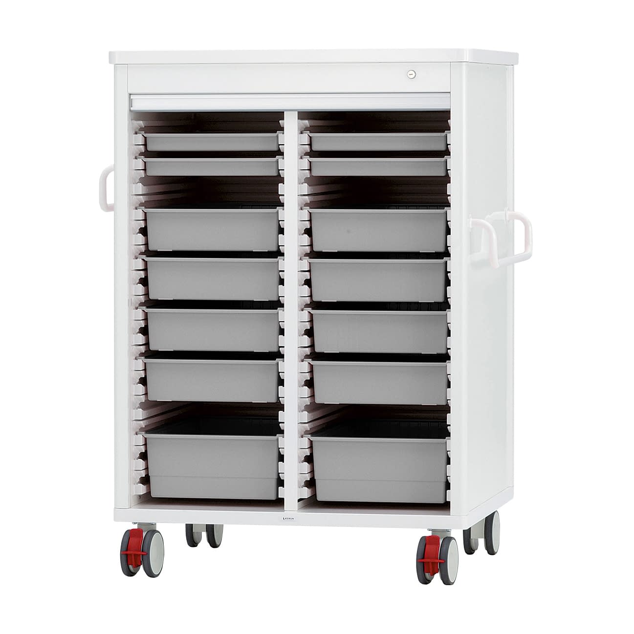 テイスウカート(シャッター)ダブル キャビネット 24-5301-0301 透明 ケルン KK-221-04SET(ホワイト)