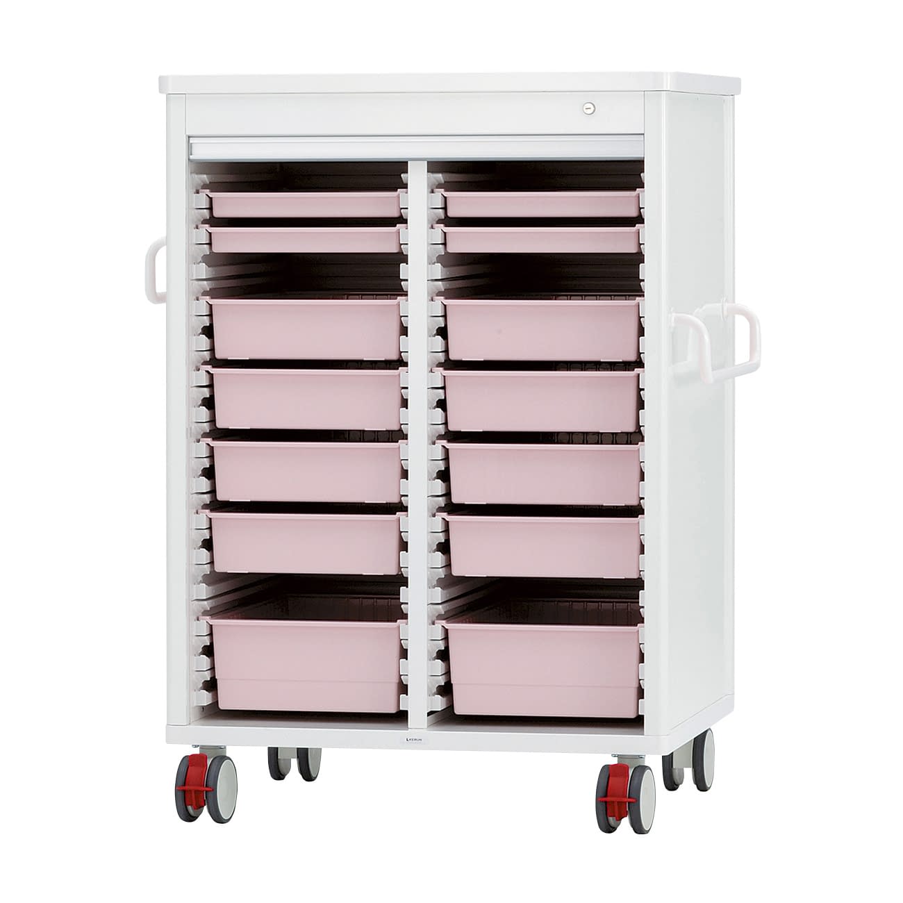 テイスウカート(シャッター)ダブル キャビネット 24-5301-0302 ピンク ケルン KK-221-04SET(ホワイト)