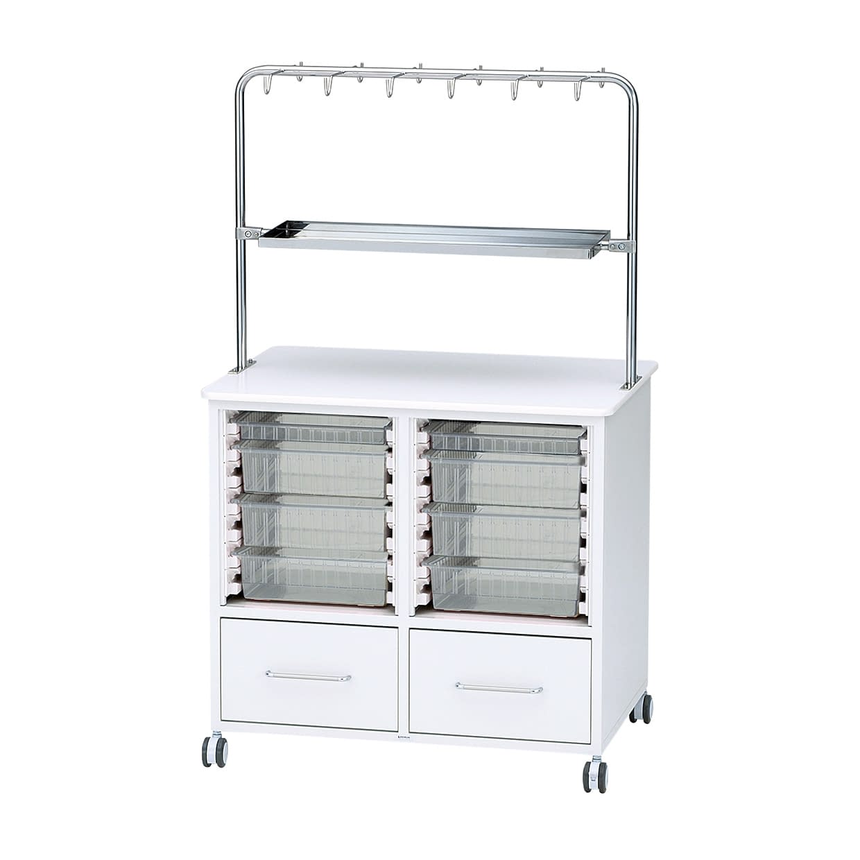 ワーキングテーブル両面タイプ(架台付 引出付タイプ 24-5103-0001 透明 ケルン KC-730-01S(ヒキダシツキ)