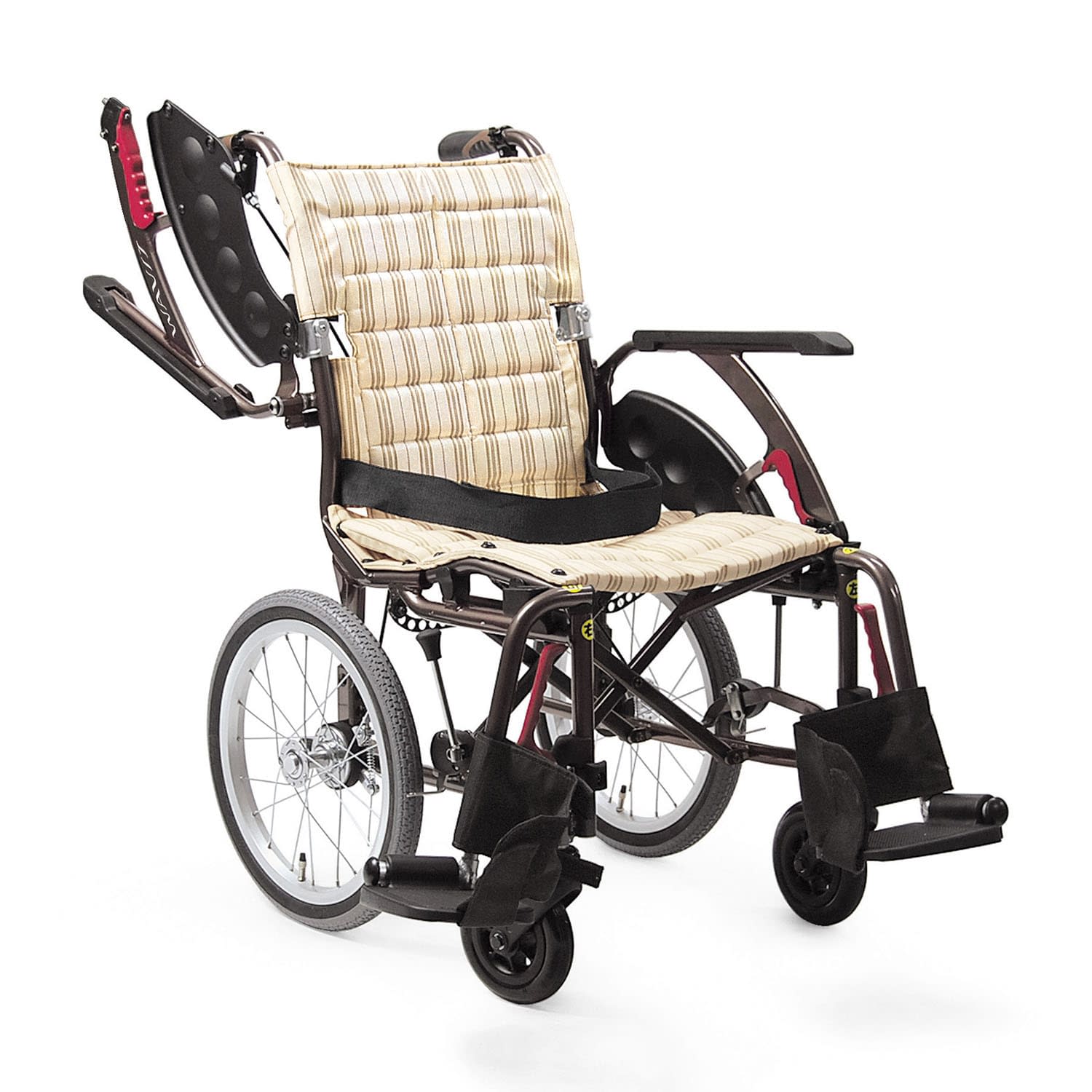 車いす(介助用)ウェイビットプラス 介助用 24-4858-1302 カフェモカNo.95 カワムラサイクル WAP16-42A(エアータイヤ)