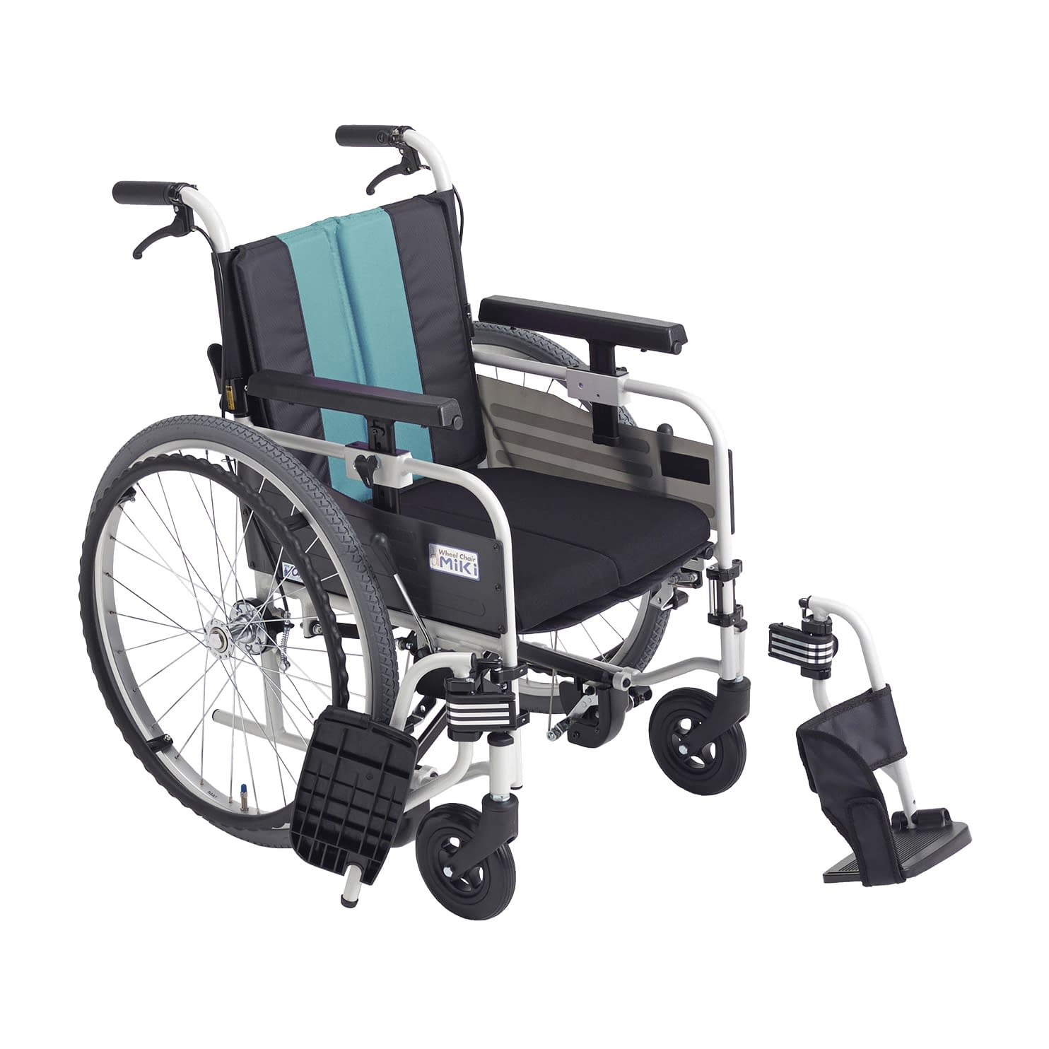 自動ブレーキ付車いす とまっティー 背折れ 車椅子 24-4856-0002 エメラルド(S4＃74) とまっティ MBY-41BSW