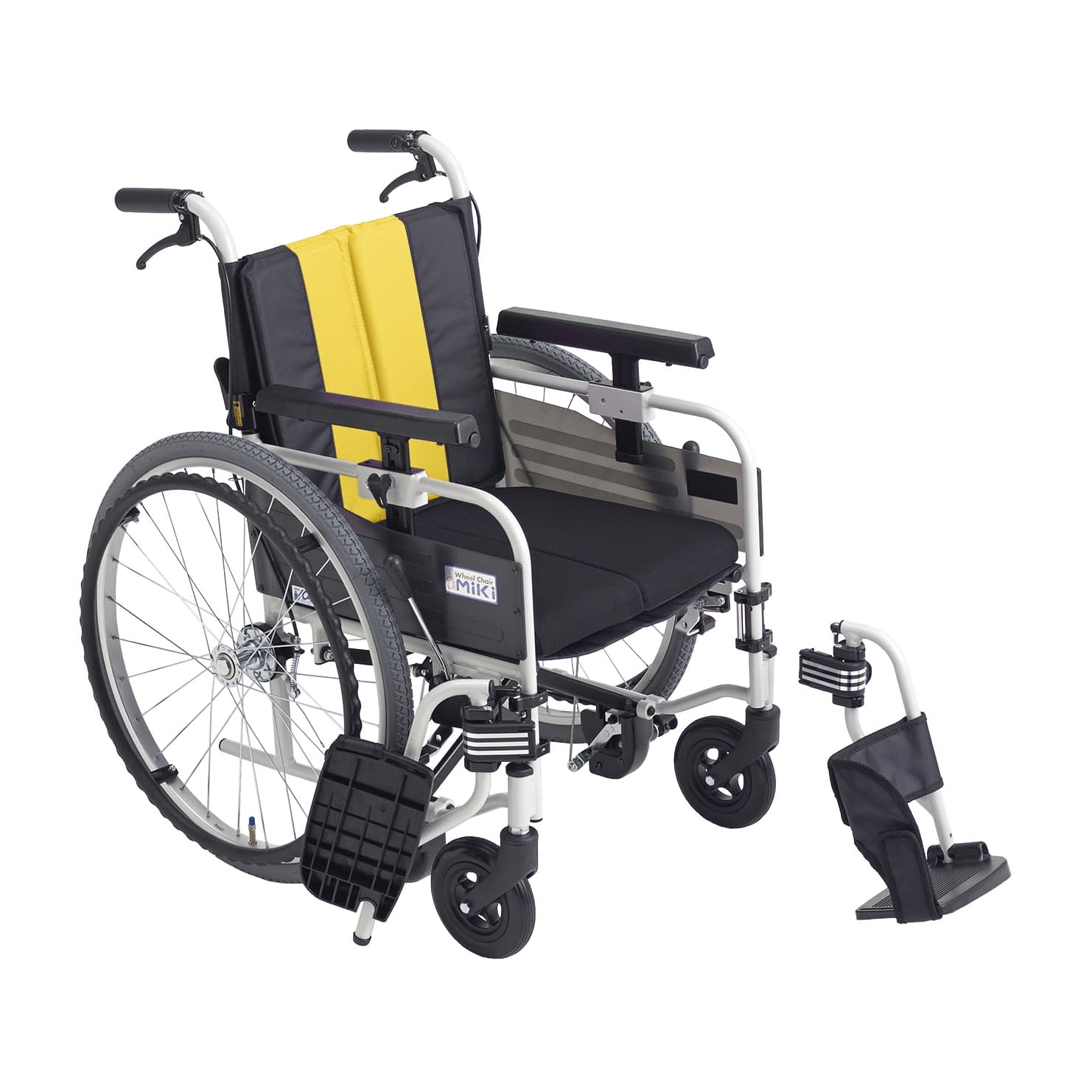 自動ブレーキ付車いす とまっティー 背折れ 車椅子 24-4856-0003 イエロー(S4＃75) とまっティ MBY-41BSW