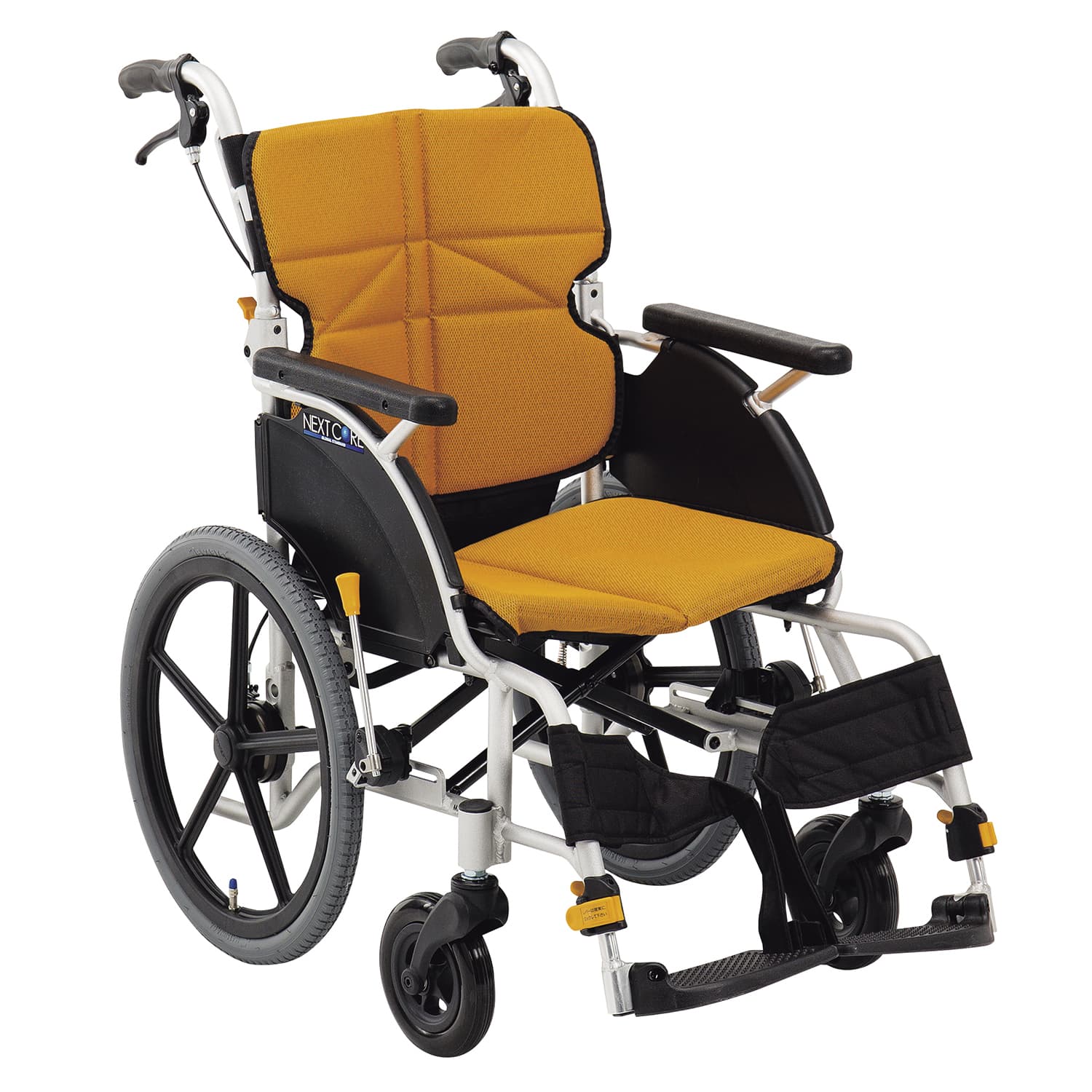 車いすネクストコアプチ(介助・アルミ 介助用 24-4863-0101 オレンジ 松永製作所 NEXT-20B
