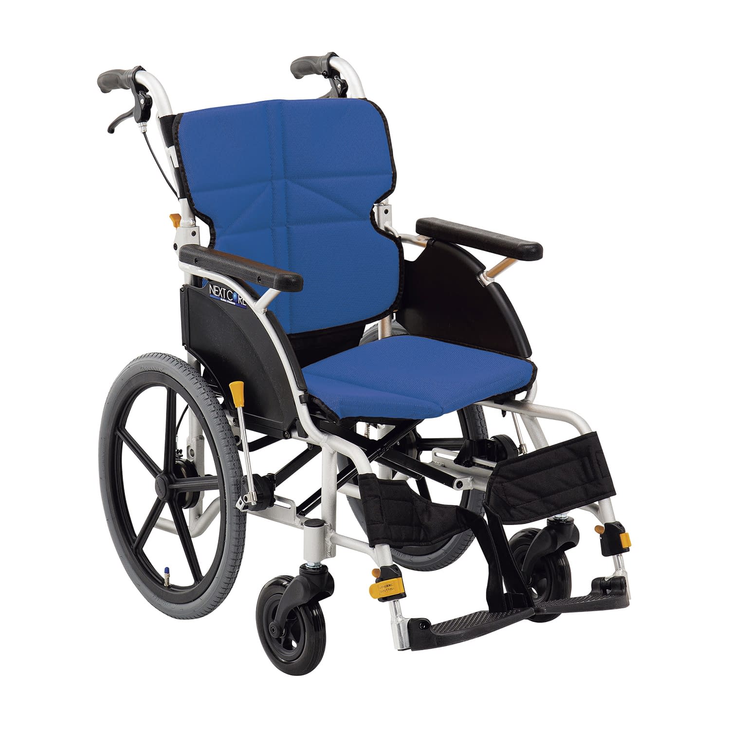 車いすネクストコアプチ(介助・アルミ 介助用 24-4863-0102 ブルー 松永製作所 NEXT-20B