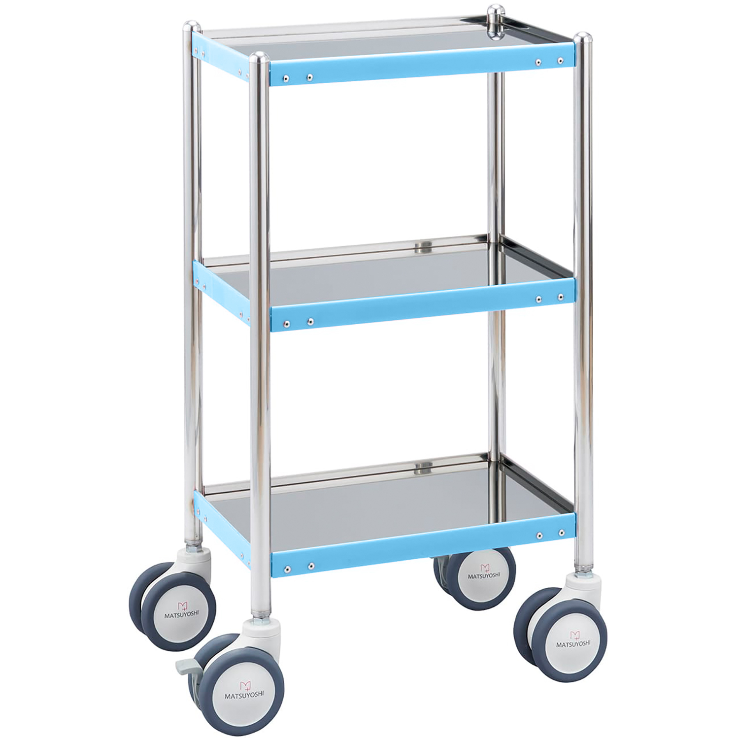 マツヨシ カラーライン器械台 カート(回診車) 24-6048-01 MATSUYOSHI MY-CL115B(ブルー)
