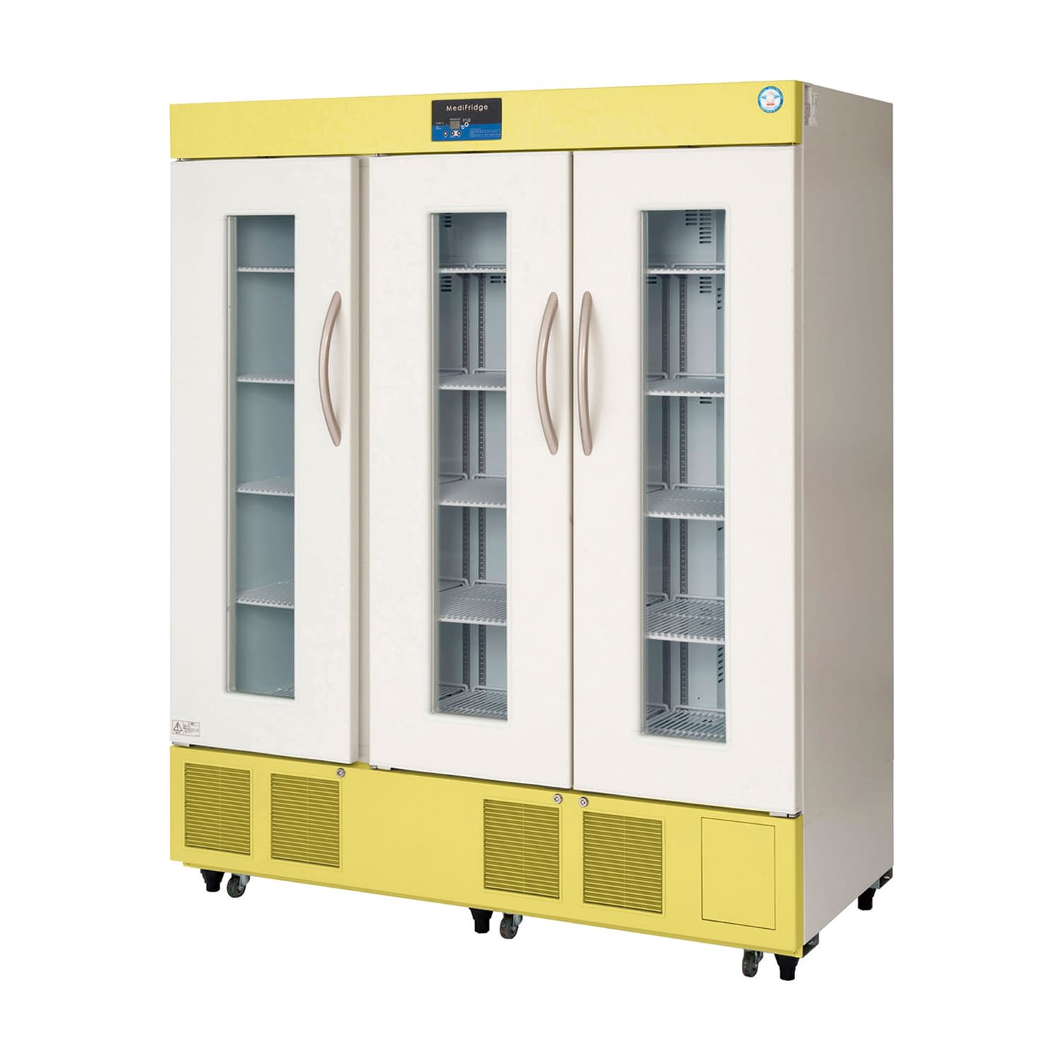 薬用保冷庫 23-7790-0305 イエロー(上部・下部パネル) フクシマガリレイ FMS-1004G(1020L)