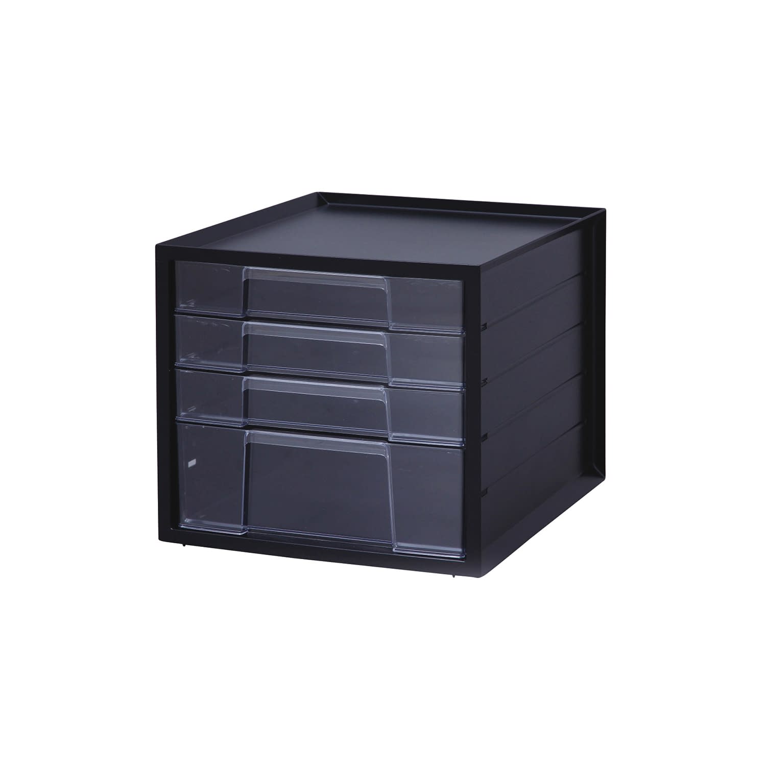 レターケースA4(浅型3段＋深型1段 A4・浅型3段+深型1段 24-6462-00 アイリスオーヤマ LCJ-4D(ブラック)