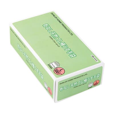 粉なし天然ゴム極うす手袋 24-6846-03 ダンロップホームプロダクツ 07558(L)100マイイリ