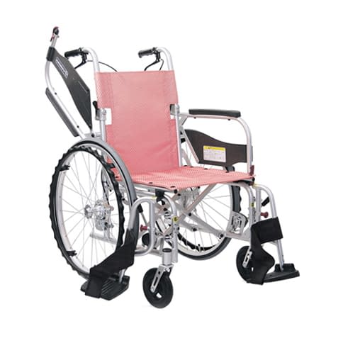 超軽量車いす(自走用)ふわりす+ 自走用・背折れ 24-6617-0001 さんごピンクNo.96 カワムラサイクル KFP22-40SB