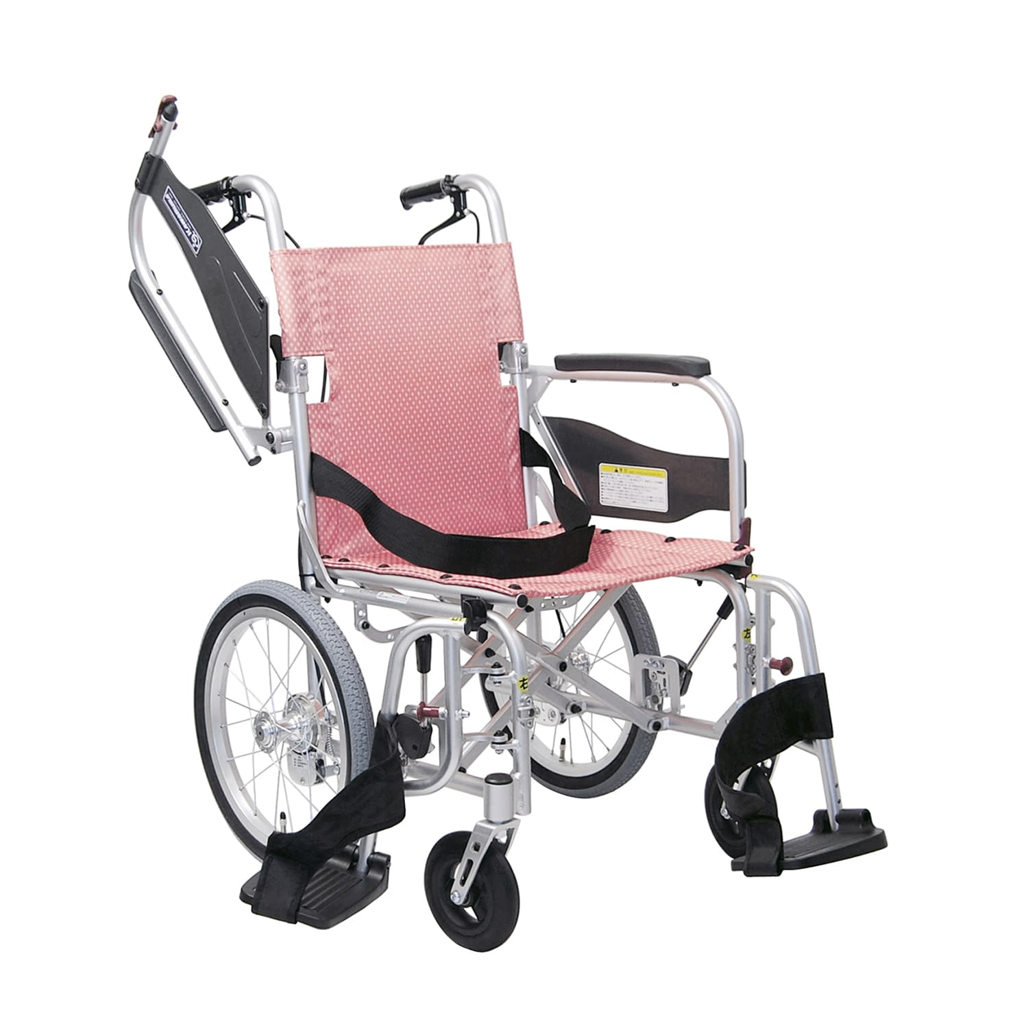 超軽量車いす(介助用)ふわりす＋ 介助用・背折れ 24-6617-0101 さんごピンクNo．96 カワムラサイクル KFP16-40SB