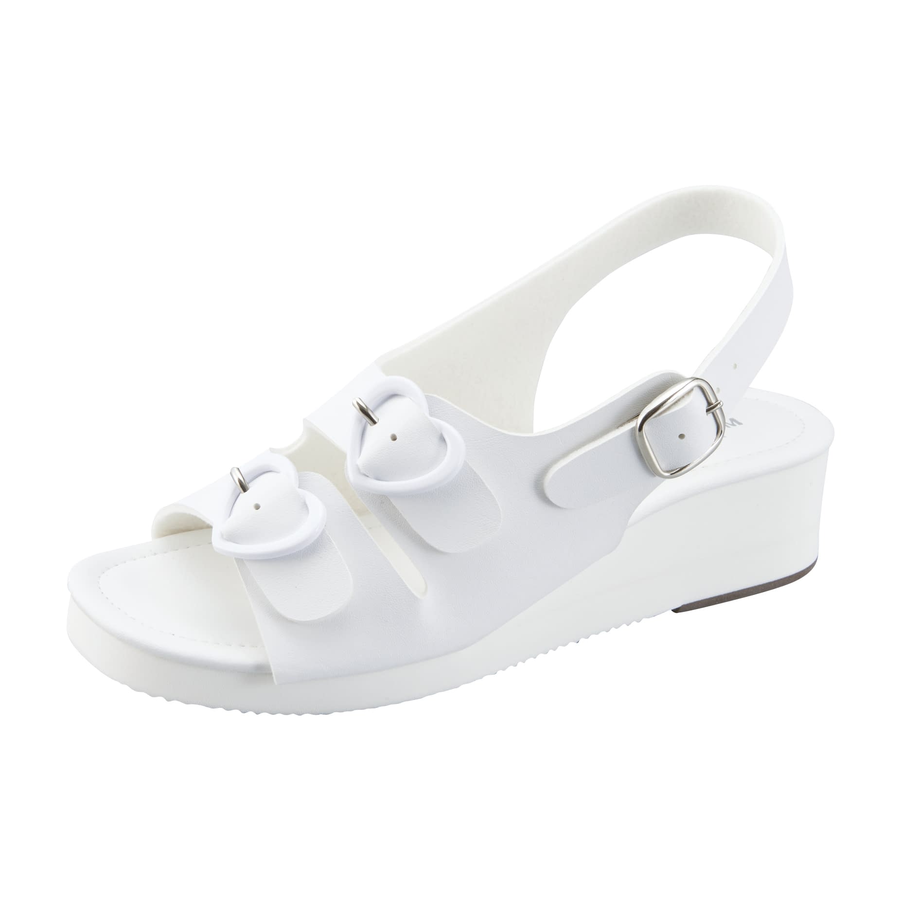 ハート2バックルサンダル ナースサンダル 24-6544-0003 L(23.5-24.0cm) parfait KS-124(ホワイト)