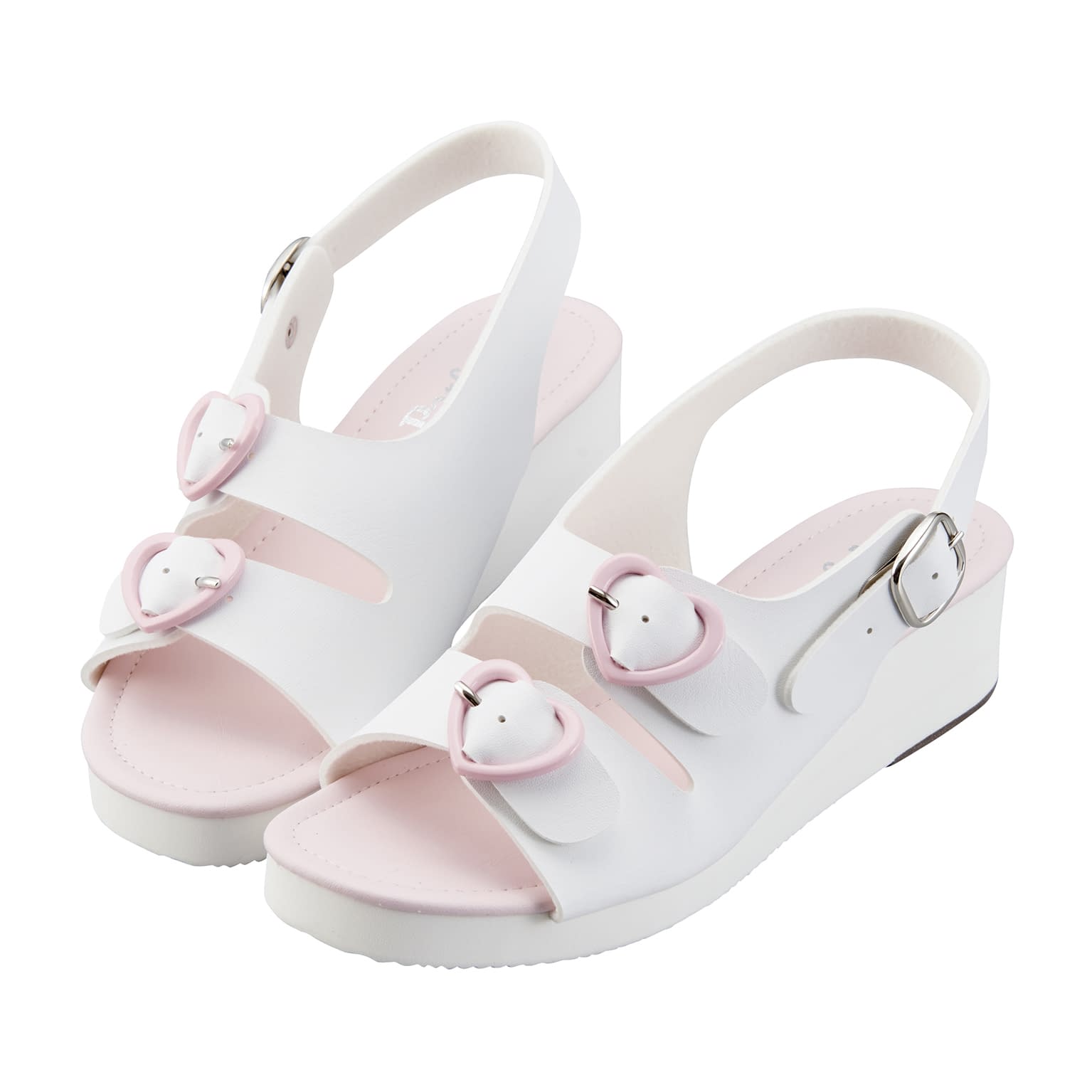 ハート2バックルサンダル ナースサンダル 24-6544-0104 LL(24．5－25．0cm) parfait KS-124(ピンク)