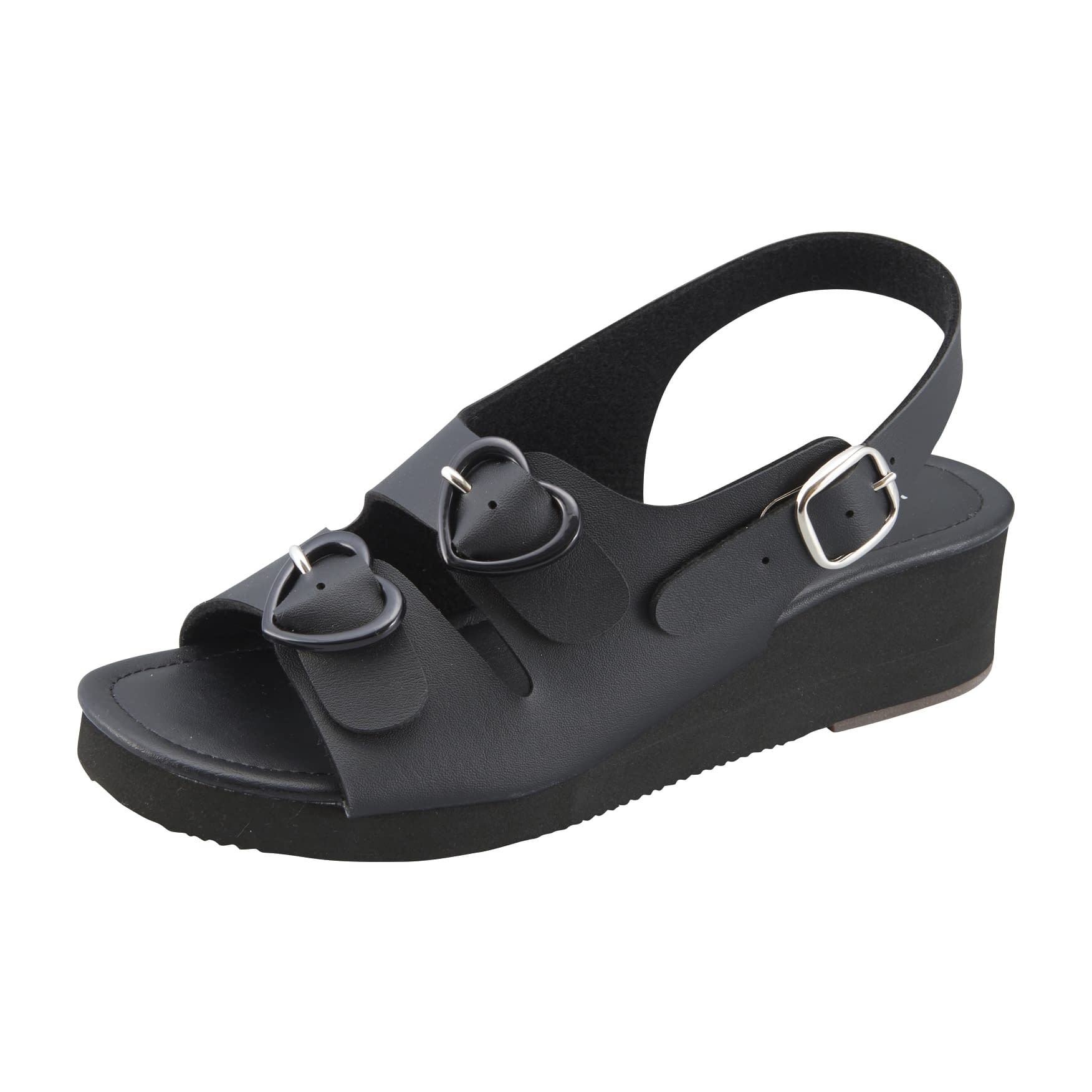 ハート2バックルサンダル ナースサンダル 24-6544-0304 LL(24．5－25．0cm) parfait KS-124(ブラック)