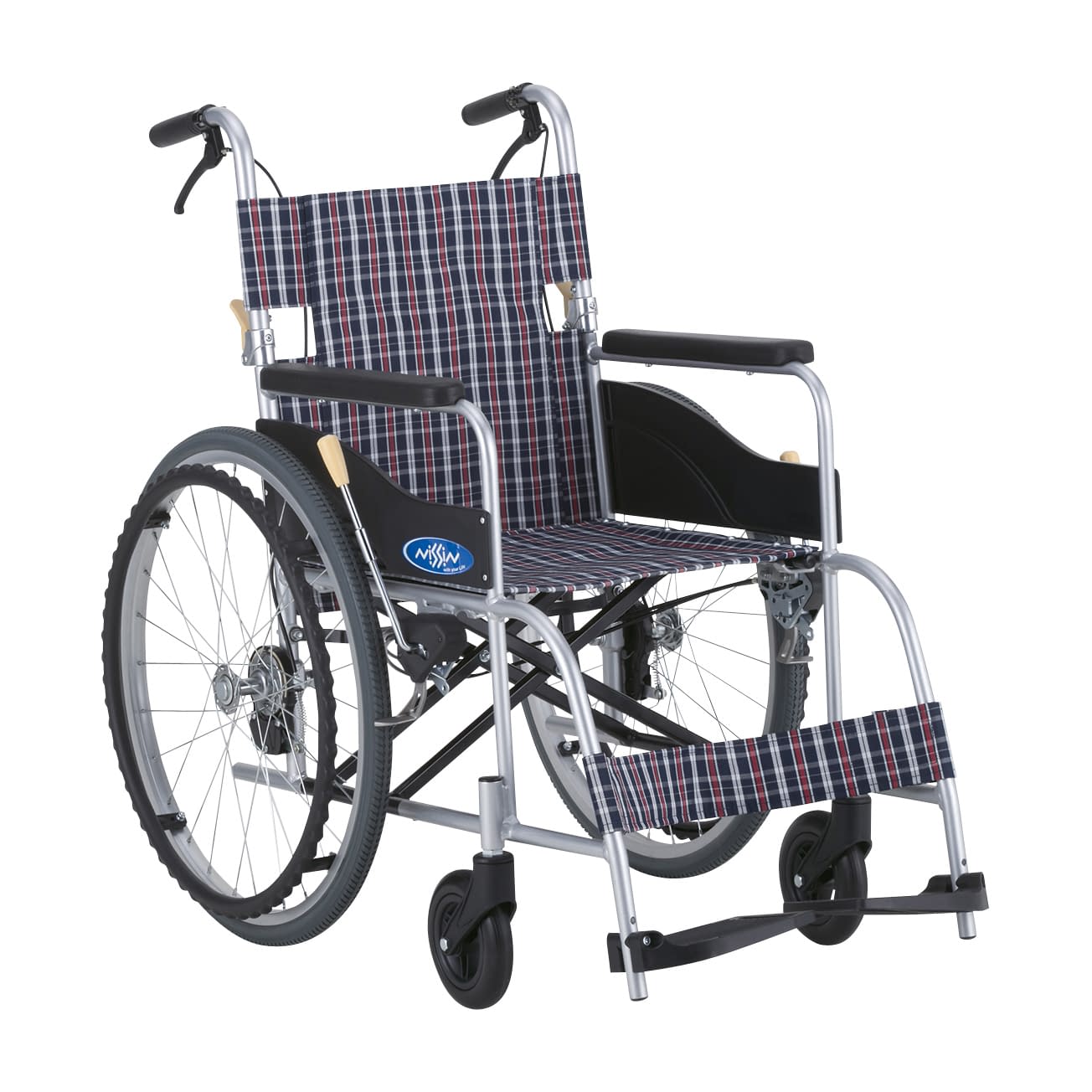 車いす(自走)背折れ・ワンストップ付 自走用・背折れ 24-6619-01 日進医療器 NEO-1+OSB(400MM)