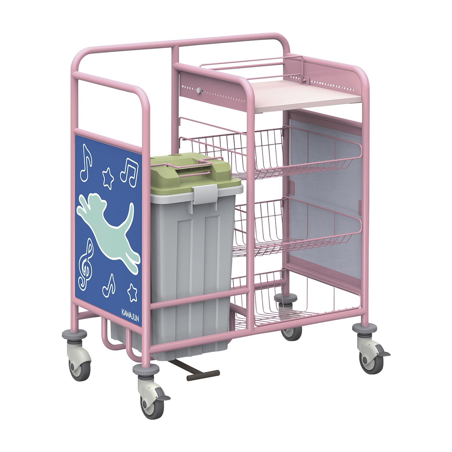 オムツ交換カート48(横型) 24-6549-00 KAWAJUN MCR083PN(ピンク/グリーン)