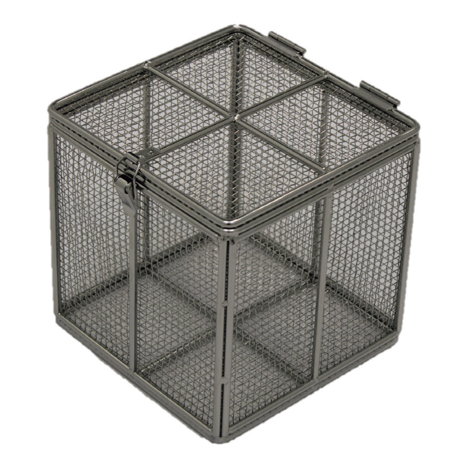 蝶番蓋付バスケット(小) 洗浄カゴ 24-6333-00 オオモリ OM1054-50(100X100MM)