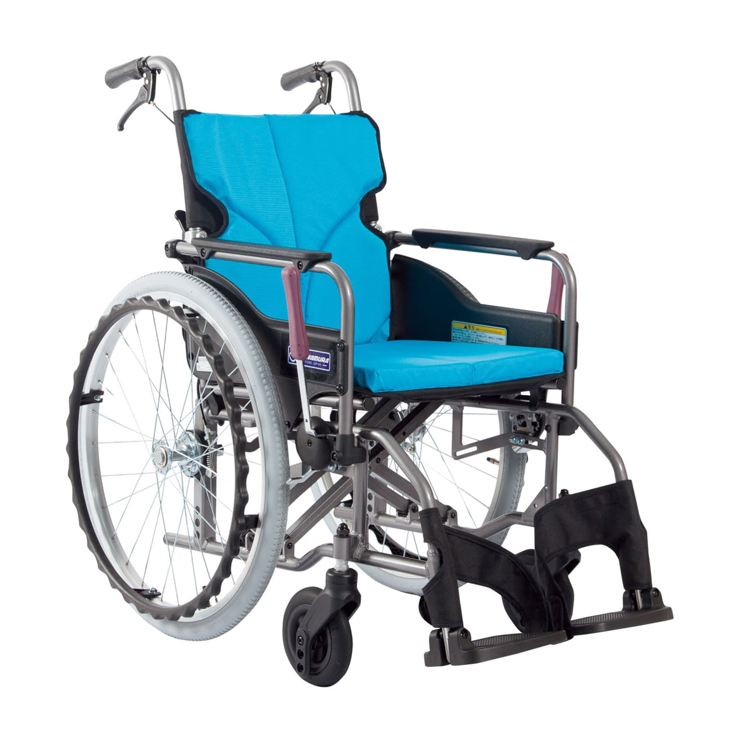車いす モダン Aスタイル 背固定 24-7619-0002 ライトブルーNo.83 カワムラサイクル KMD-A22-40S-M