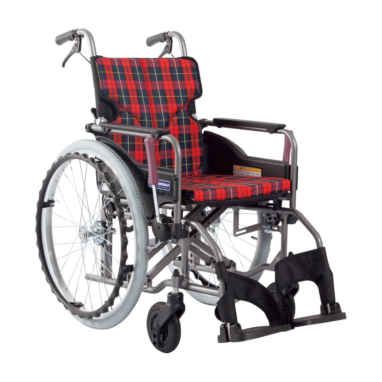 車いす モダン Aスタイル 背固定 24-7619-0105 赤チェックA10 カワムラサイクル KMD-A22-42S-M