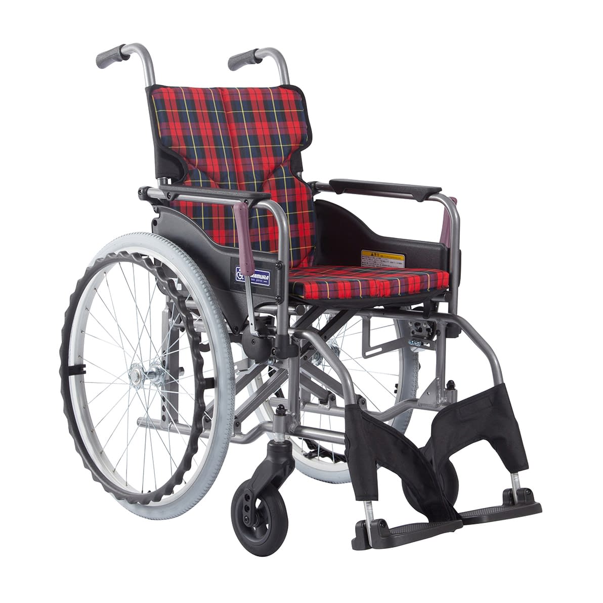 車いす モダン Aスタイル 背固定 24-7619-0205 赤チェックA10 カワムラサイクル KMD-A22-40S-H
