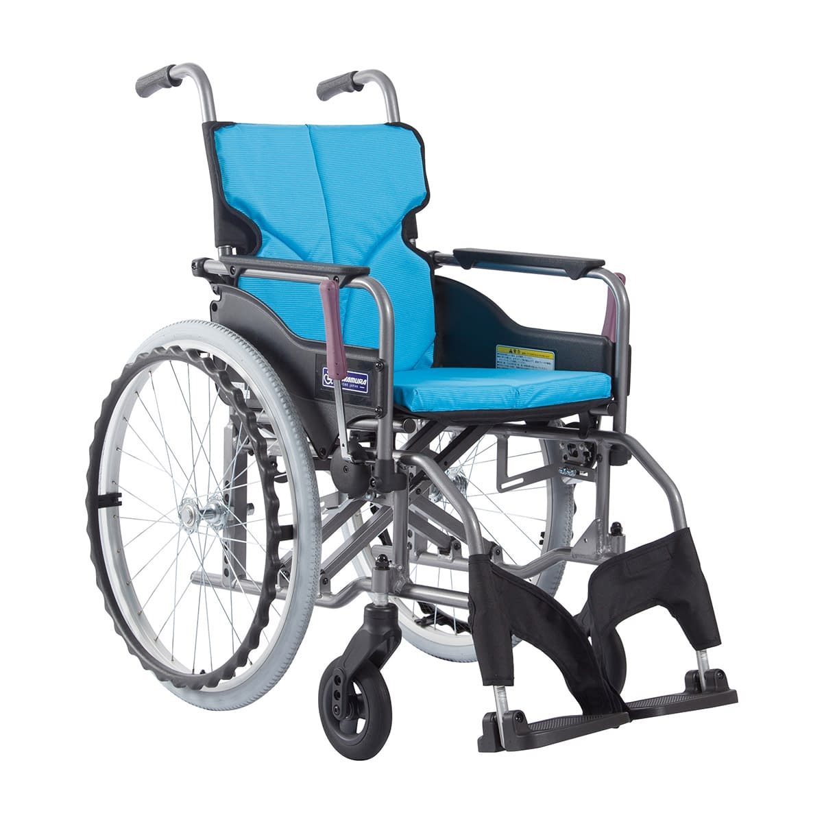 車いす モダン Aスタイル 背固定 24-7619-0302 ライトブルーNo.83 カワムラサイクル KMD-A22-42S-H