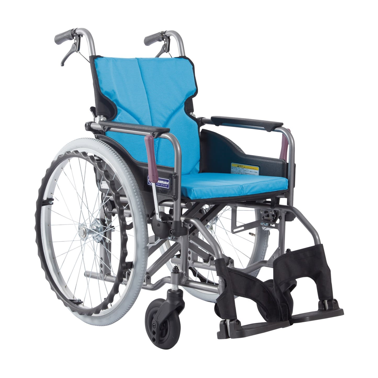 車いす モダン Aスタイル 背折れ 24-7619-0602 ライトブルーNo.83 カワムラサイクル KMD-A22-40-H