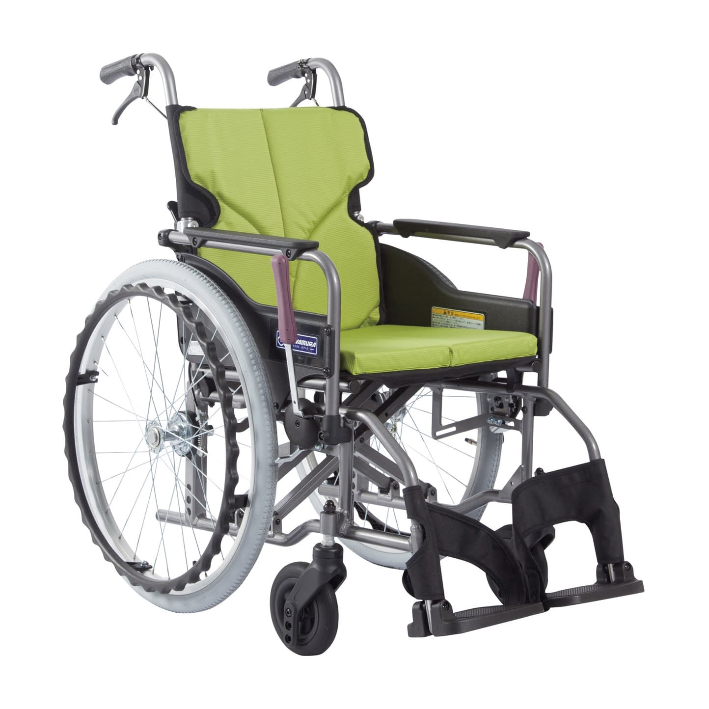 車いす モダン Aスタイル 背折れ 24-7619-0603 若葉色No.85 カワムラサイクル KMD-A22-40-H