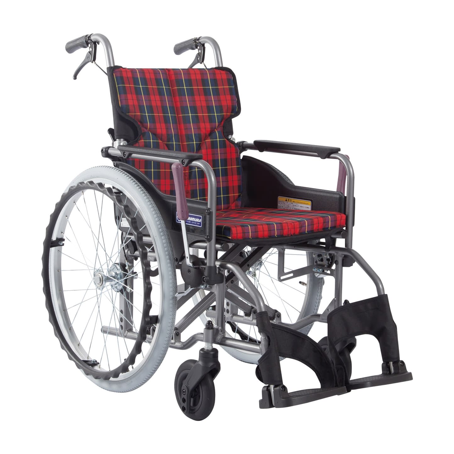 車いす モダン Aスタイル 背折れ 24-7619-0605 赤チェックA10 カワムラサイクル KMD-A22-40-H