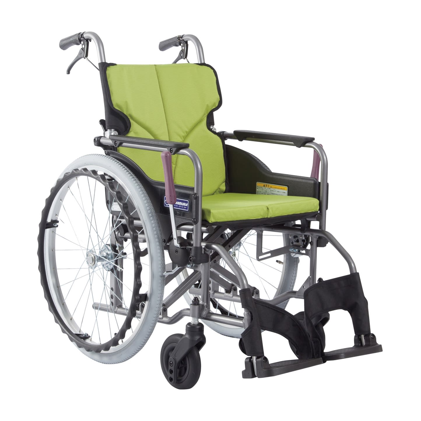 車いす モダン Aスタイル 背折れ 24-7619-0703 若葉色No.85 カワムラサイクル KMD-A22-42-H