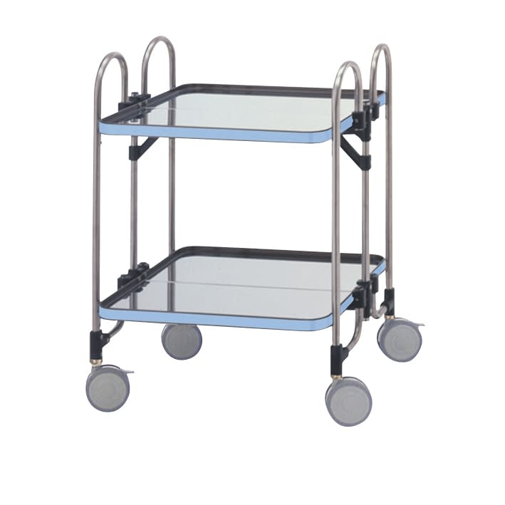 折りたたみ式器械台(2段) カート(折りたたみ) 24-7273-01 トクヤマ HEA-2B(ブルー)
