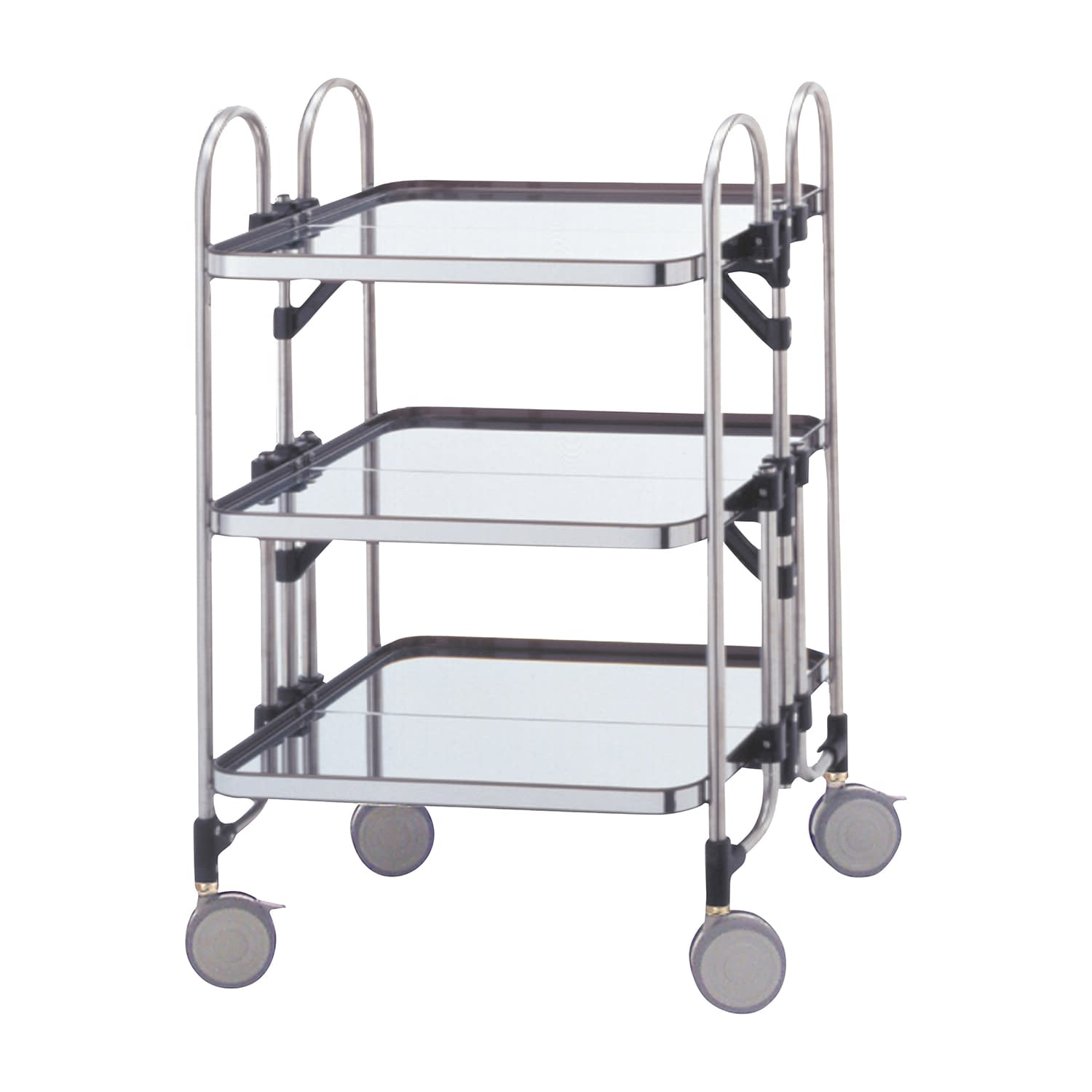 折りたたみ式器械台(3段) カート(折りたたみ) 24-7274-00 トクヤマ HEA-3(シルバー)