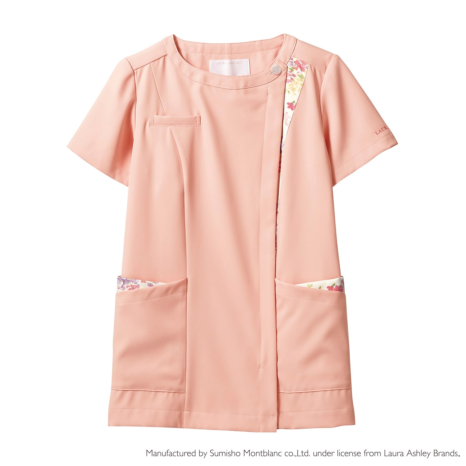ナースジャケット(半袖) 24-6994-0105 3L 住商モンブラン LW601-22(ピーチXアメリピン