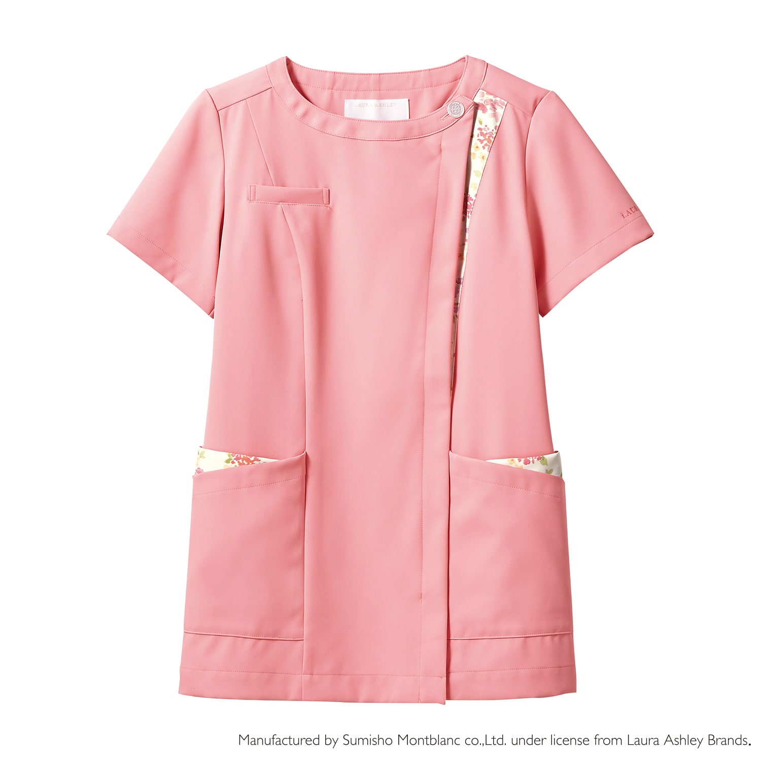 ナースジャケット(半袖) 24-6994-0202 M 住商モンブラン LW601-62(ローズXアメリピン