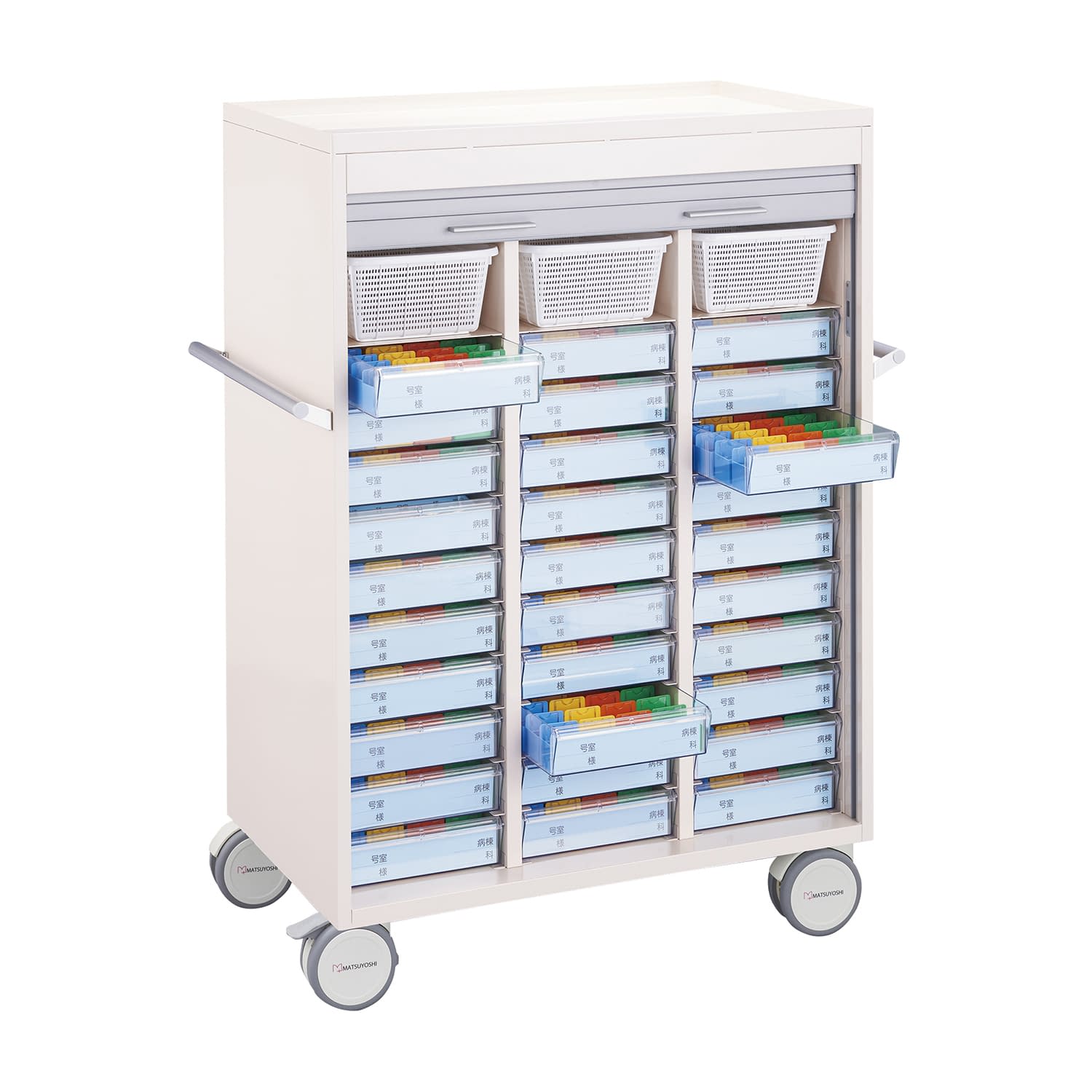 マツヨシシャッター付与薬カート30床 30床用(3列×10段) 投薬カート 24-7795-01 MATSUYOSHI MY-NSK30(コマタイプ)