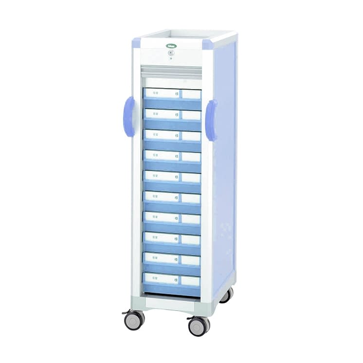 与薬カートL(10床用)本体ブルー YT-8セット 24-6962-0202 引出：ブルー サカセ化学工業 MRA4-ALS11010B(YT-8)