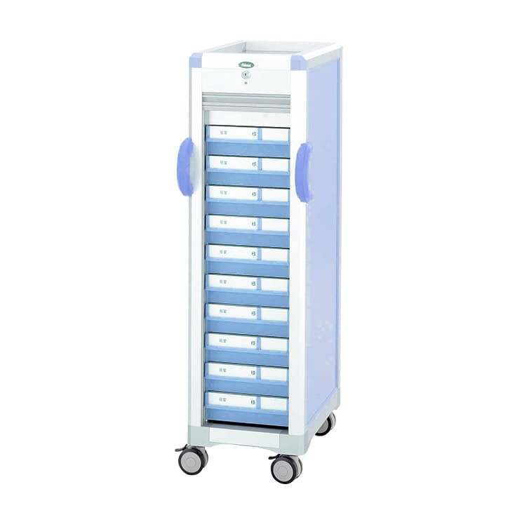 与薬カートL(10床用)本体ブルー YT-9セット 24-6962-0402 引出：ブルー サカセ化学工業 MRA4-ALS11010B(YT-9)