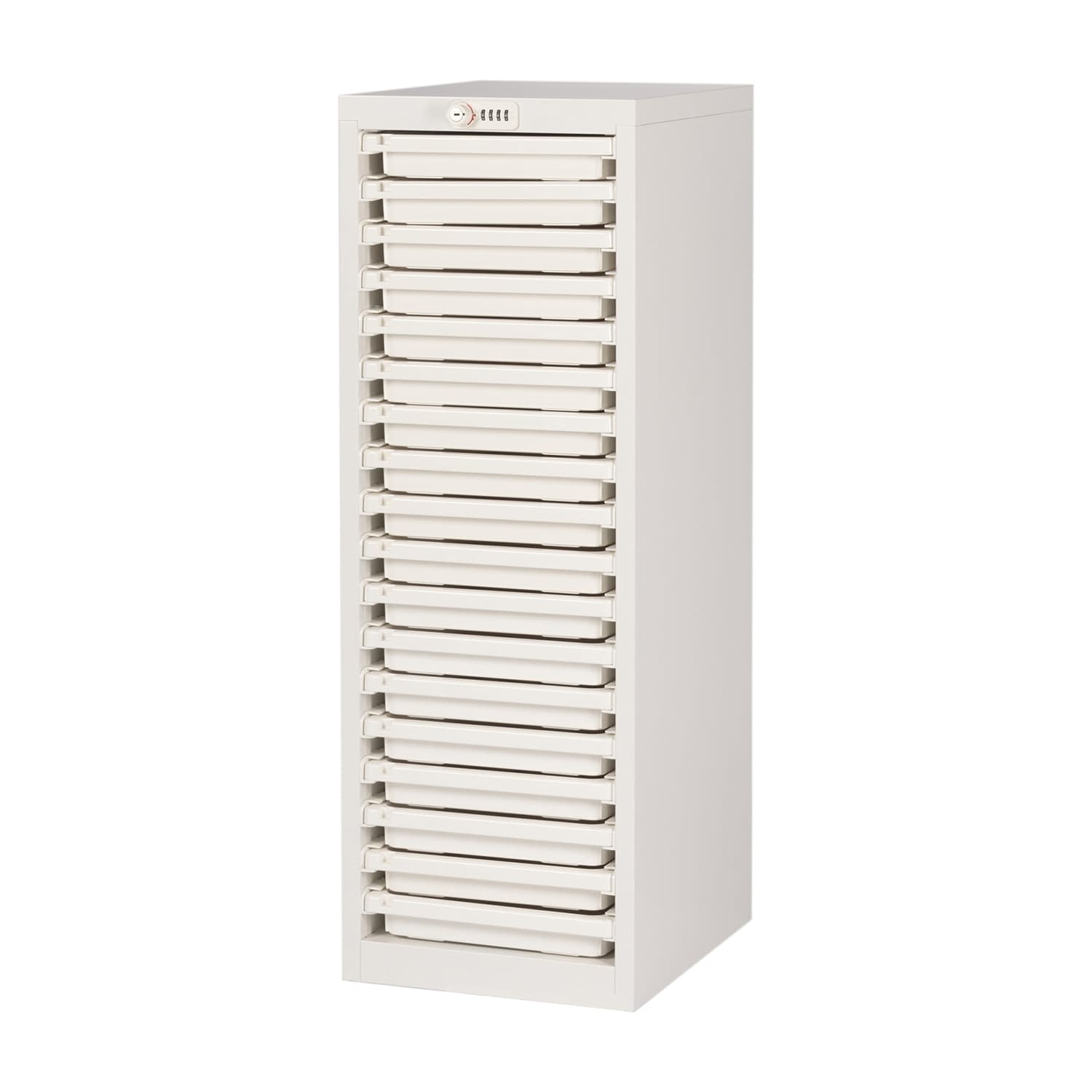 薬剤保管庫メディロックMLG(浅型) 1列×18段 キャビネット(薬品) 24-6972-0001 ネオホワイト 宮成製作所 MLGC-118D(1レツ18ダン)