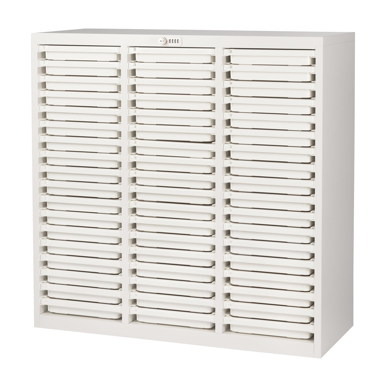 薬剤保管庫メディロックMLG(浅型) 3列×18段 キャビネット(薬品) 24-6972-0201 ネオホワイト 宮成製作所 MLGC-354D(3レツ18ダン)