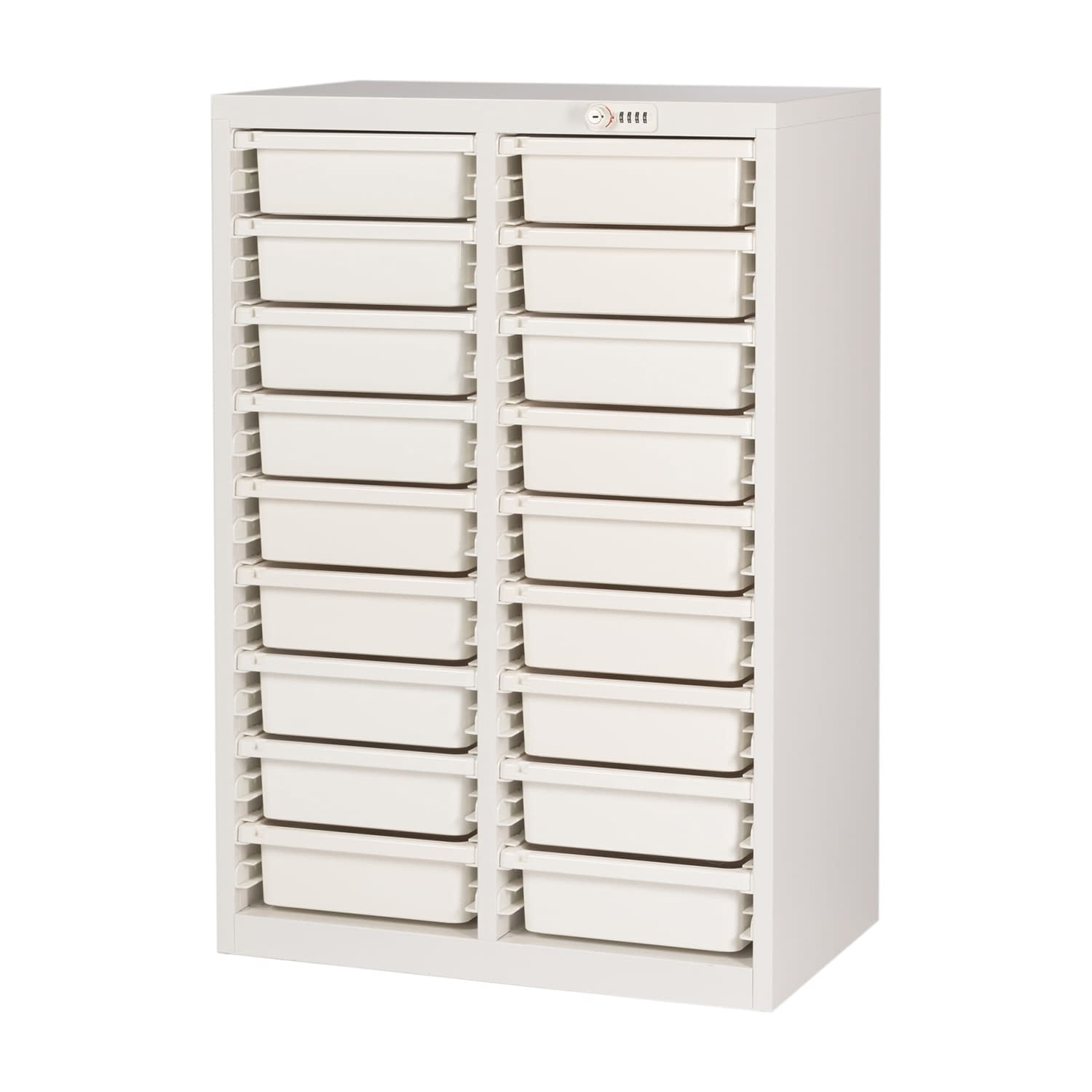 薬剤保管庫メディロックMLG(深型) 2列×9段 キャビネット(薬品) 24-6973-0101 ネオホワイト 宮成製作所 MLGC-218D(2レツ9ダン)