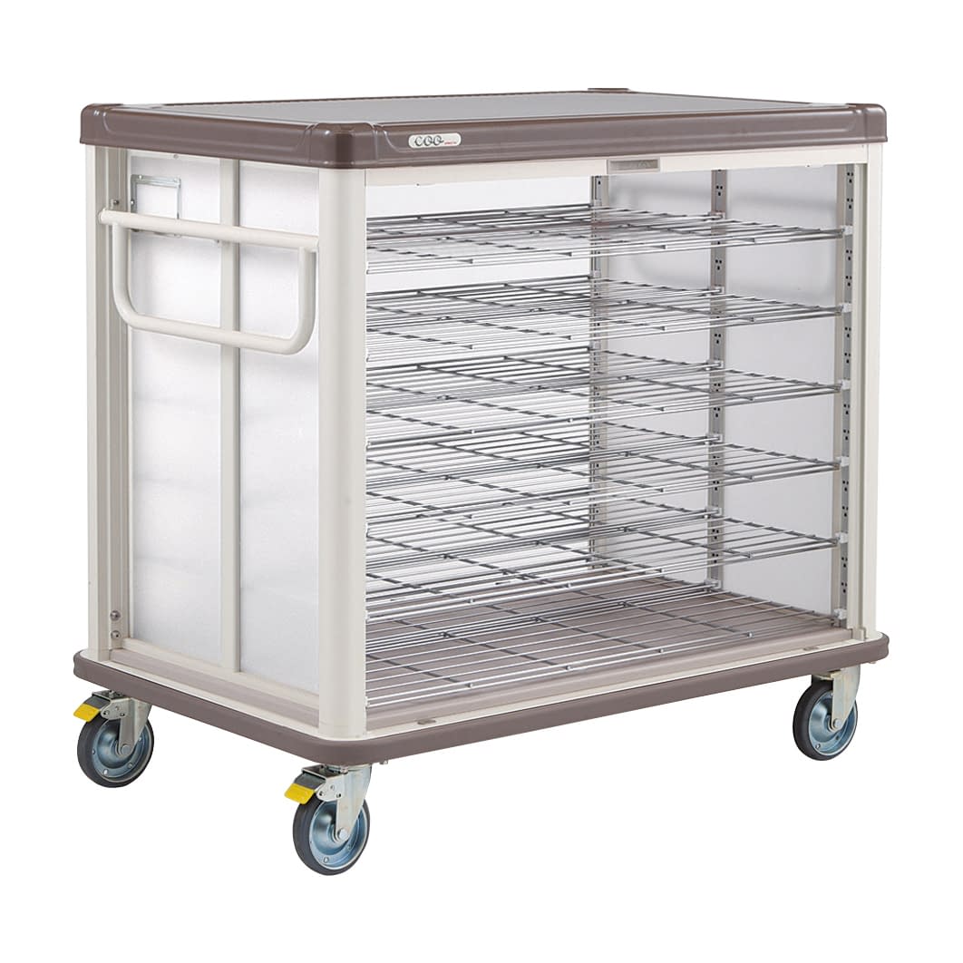 常温配膳車COO(シャッター・ベーシ 24-7178-0002 カフェブラウン エレクター JCSB30R(30マイヨウ)