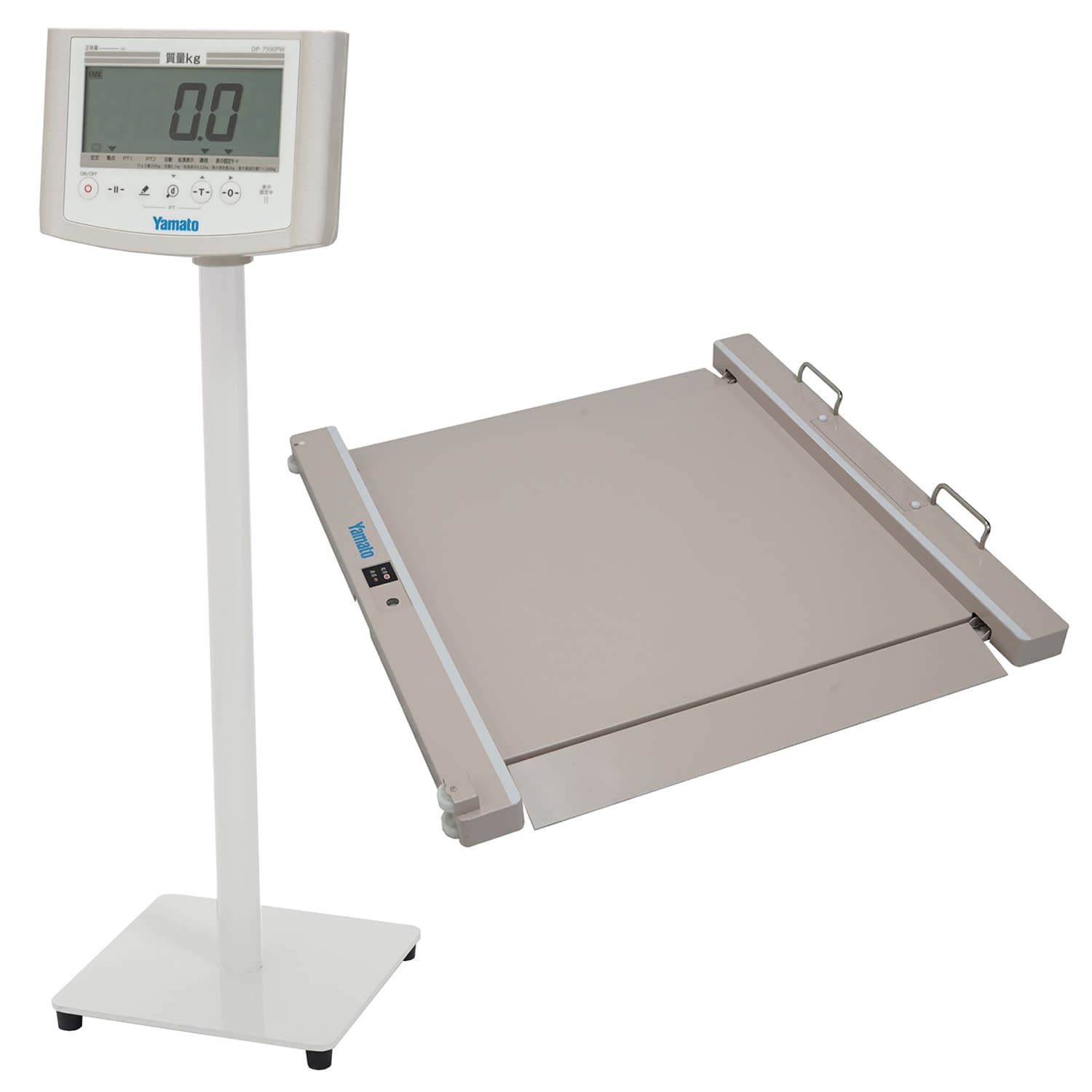 ヤマト バリアフリー体重計(検定品) スタンド付 24-7266-00 大和製衡 DP-7500PW(スタンドツキ)