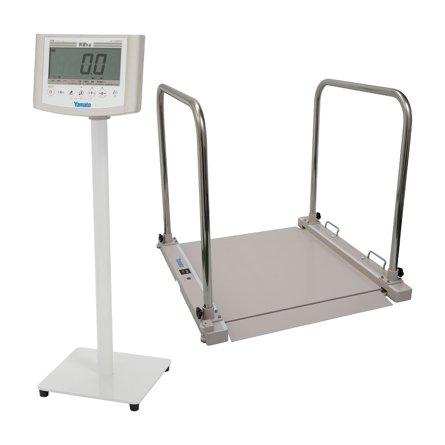 ヤマト バリアフリー体重計(検定品) 手すり/スタンド付 24-7266-02 大和製衡 DP-7500PW-T(テスリスタンド