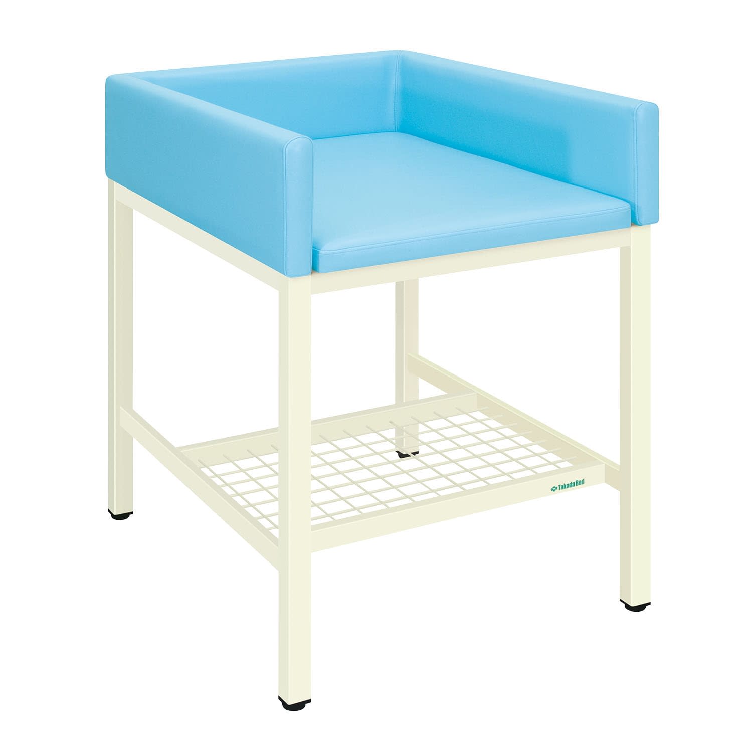 オムツ交換台(縦型) 24-7426-0112 ビニルレザースカイブルー 高田ベッド製作所 TB-721-01(75X90X108)